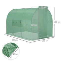 Outsunny Invernadero De Túnel 3x2x2 M Con Puerta Y Ventanas Función De Drenaje Invernadero De Jardín Grande Con Cubierta De PE Y Metal Galvanizado Para Cultivos Plantas Verduras Verde -OUTSUNNY TIENDA 00a8ee9b75f3bf851e58e176f433238fe598864a d27bbe3cb4204b58b9327b3afc4db479