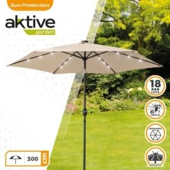 Sombrilla Para Jardín Hexagonal 18 Luces LED Inclinable Aktive -OUTSUNNY TIENDA 021a9d8ebea6ea40ee09c7062c750a631a8860bf dce8e98b1cf04a8687cefcbbff645500