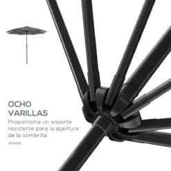 Outsunny Sombrilla De Jardín Ø300x240 Cm Parasol De Terraza Con Manivela Techo Inclinable Y 8 Varillas De Metal Para Patio Balcón Exterior Gris -OUTSUNNY TIENDA 02cf50d03866bc790372aa1e058253a35b845ccc 80e70d4d9b99424f98b722d0f7245dab