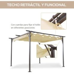 Outsunny Pérgola De Metal 3.5x3.5m Gazebo Cenador Para Jardín Patio O Terraza Con Techo Retráctil Tela Poliéster Resistente Al Agua Y UV -OUTSUNNY TIENDA 035e07279e9b887954e3429dd31f2071975303ba d6b2172ee715454e8ef129a092d2056c