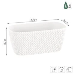Prosperplast Jardinera Para Balcón Splofy Case 4L., Dimensiones (Mm) 297X145X133, Color Blanco -OUTSUNNY TIENDA 04c56e0ec30a9e67bdf85f5d2ab2334689f23456 23b329a9c5ae4e108d26d9243989028b