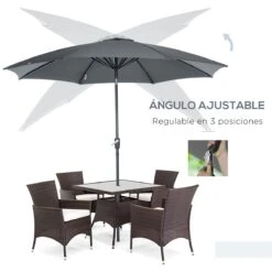 Outsunny Sombrilla De Jardín Ø300x240 Cm Parasol De Terraza Con Manivela Techo Inclinable Y 8 Varillas De Metal Para Patio Balcón Exterior Gris -OUTSUNNY TIENDA 0508320103210b8f1f8f6541bb5f8c310c58db6a 493cafa12b8e4f5dafe92698ba4c0351