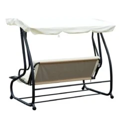 Outsunny Columpio Balancín Jardín 3 Plazas Convertible En Cama Techo Parasol Regulable Bandeja Para Bebida Terrza Balcón Exterior Carga Máx. 340kg Acero 200x120x164cm Beige -OUTSUNNY TIENDA 05f17921258dadb9ee1c01c6fabbcb571f181c30 3feb6255b9694ce897d6bd9579c1dc9b