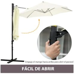 Outsunny Sombrilla De Jardín Ø256x245 Cm Parasol Excéntrico Rotación De 360° Con Apertura Manual Y Base Cruzada Para Patio Terraza Exterior Beige -OUTSUNNY TIENDA 060264b80a521a893f15b62d53032165d2320c75 89bd7d775ab7450983328815a3637c94