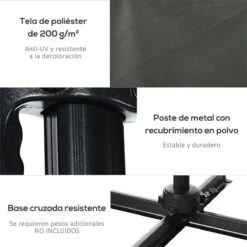 Outsunny Sombrilla De Jardín De Aluminio 245x245x245 Cm Parasol Excéntrico Con Manivela Giratorio 360° Inclinación De 5 Niveles Tela Desmontable Y Ventilación Para Patio Terraza Gris -OUTSUNNY TIENDA 07d3a61a2400550ef33330b85f395092ac7620c5 ddc5329b348547ffa4827e28bb8e17ee