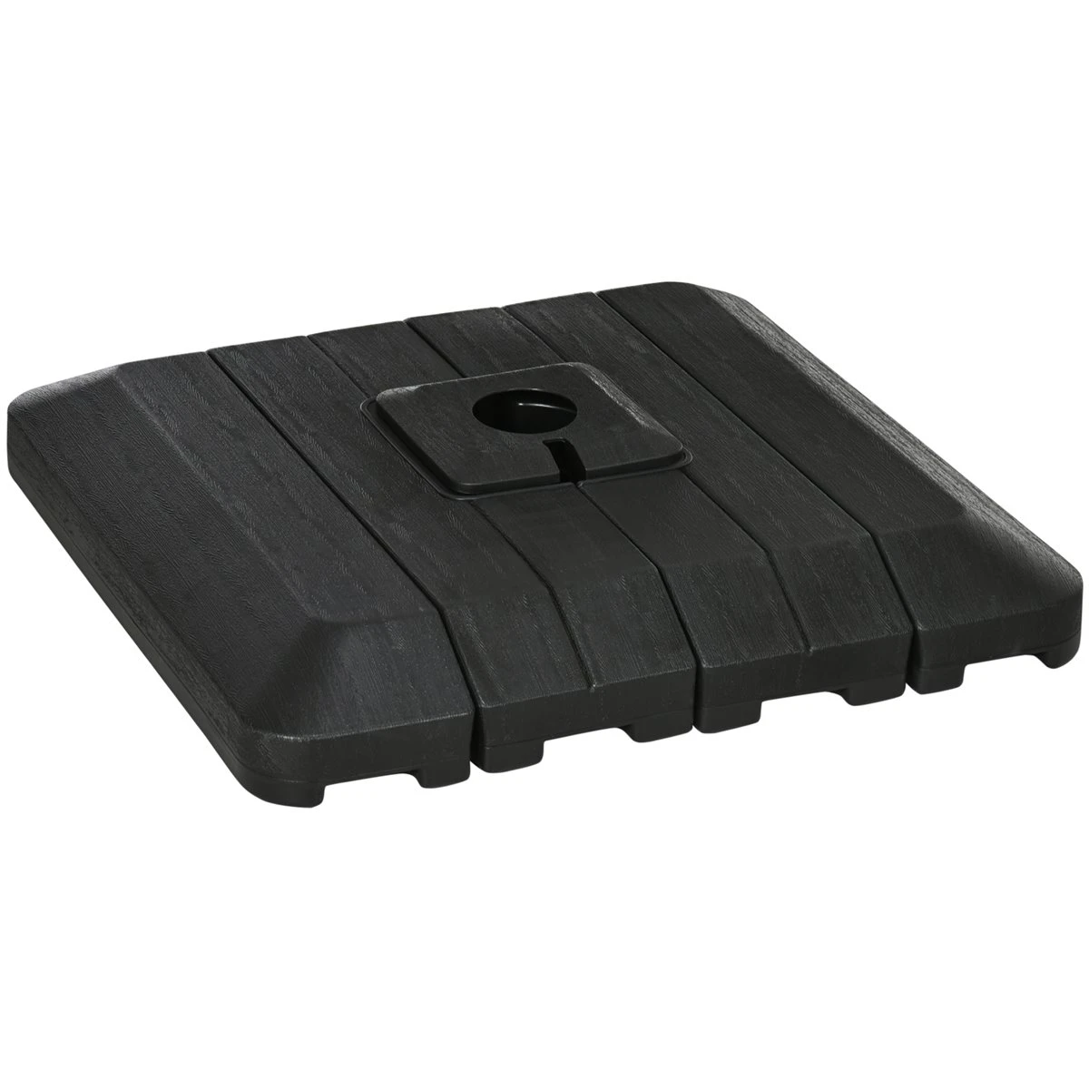 Outsunny Pesos De Base De Sombrilla En Voladizo De 4 Piezas Soporte De Parasol De Patio Rellenable De Agua De 100 Kg O Arena De 135 Kg Para Base Cruzada 98x98x18,5 Cm Negro 3 Outsunny Pesos De Base De Sombrilla En Voladizo De 4 Piezas Soporte De Parasol De Patio Rellenable De Agua De 100 Kg O Arena De 135 Kg Para Base Cruzada 98x98x18,5 Cm Negro