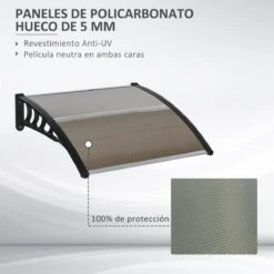 Outsunny Tejadillo De Protección 103x96,5x27 Cm Marquesina Exterior Para Puertas Y Ventanas Contra Sol Y Lluvia Con Soporte Aleación De Aluminio Policarbonato Marrón Translúcido -OUTSUNNY TIENDA 0c6971c7123572b95b2e05fe3b7feb3d4a4b5ff3 50e99970f07745ea95f6a4bfb9a32fbc