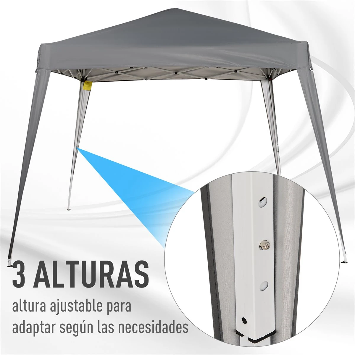 Outsunny Carpa Plegable 2,4x2,4m Cenador De Jardín Diseño Pop Up De Acero Y Cubierta De Tela Oxford Gris 6 Outsunny Carpa Plegable 2,4x2,4m Cenador De Jardín Diseño Pop Up De Acero Y Cubierta De Tela Oxford Gris - Imagen 4