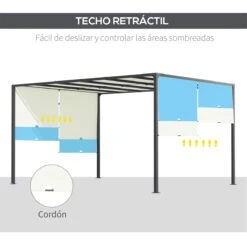 Outsunny Pérgola De Jardín 3x4 M Con Techo Retráctil Cenador Con Luces LED Energía Solar Marco De Acero Carpa Para Patio Terraza Balcón Crema 14 Outsunny Pérgola De Jardín 3x4 M Con Techo Retráctil Cenador Con Luces LED Energía Solar Marco De Acero Carpa Para Patio Terraza Balcón Crema -OUTSUNNY TIENDA 0d2f529145d510763971019fadf94ad228609ef5 e0f772936bf34656a8d7ca9868050733
