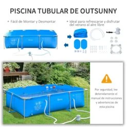 Outsunny Piscina Desmontable Tubular 292x190x75 Cm Con Depuradora De Cartucho 1200L/H Piscina Rectangular De Exterior Para Adultos Y Niños 3600L Azul -OUTSUNNY TIENDA 0e8fc20970ce1087ee0312cfbfcdac4aaeb91f40 4e566cb1e3164d8e83d2db89eeff78b8