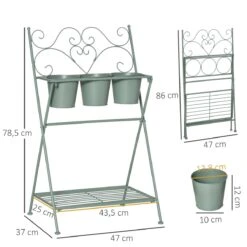 Outsunny Soporte De Metal Para Plantas Plegable Con 3 Macetas Incluidas Y Estante Inferior Porta Macetero Decorativo De Flores Para Interiores Y Exteriores 47x37x78,5 Cm Verde -OUTSUNNY TIENDA 0e9857ce64a2c991186eb33b847a60de142a5fd0 6f36979df0aa40c4be2f69feadea1fb4