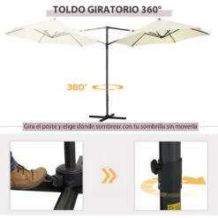 Outsunny Sombrilla De Jardín Ø256x245 Cm Parasol Excéntrico Rotación De 360° Con Apertura Manual Y Base Cruzada Para Patio Terraza Exterior Beige -OUTSUNNY TIENDA 0ebc0dd66461cff17d17a3e8e70e47a853b71aee dcc3da5373614cba9fc243566d41b4b0