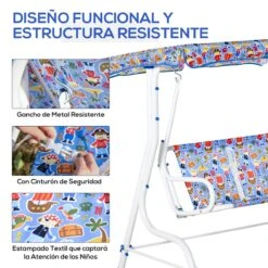 Outsunny Columpio Balancín De Jardín Infantil 2 Plazas Para Niños De +3 Años Con Toldo Ajustable En Ángulo Para Terraza Balcón Carga Máx. 60 Kg 110x70x110 Cm Azul -OUTSUNNY TIENDA 0eff9676b3cebe9624871fe3d7ae4affa79cc66b 57cbc242c4364fd58c26cf7bbcf9bb52