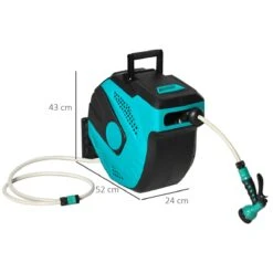 Outsunny Carrete De Manguera De Jardín 20M+1,95M Manguera De Riego Montado En Pared Enrollador Automático Con 7 Modos De Pulverización 180° Giratorio 52x43x24 Cm Negro Y Verde -OUTSUNNY TIENDA 11ec7a1739d450286786d6c2dc47b1903119cc58 689b2e6795b34619b483a75dd61db7ca