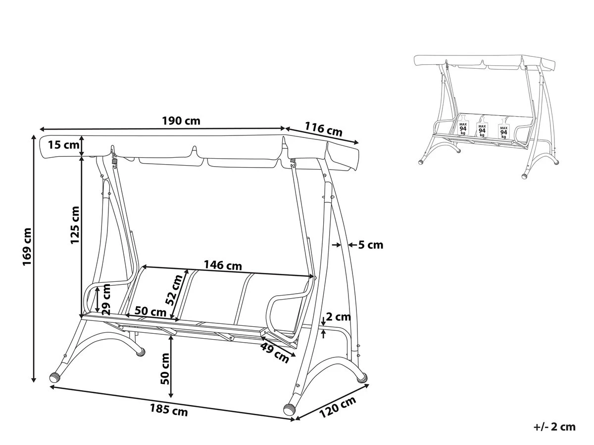 Columpio De Poliéster Gris Oscuro BOGART 5 Columpio De Poliéster Gris Oscuro BOGART - Imagen 3