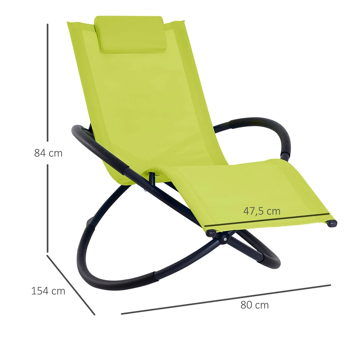 Outsunny Tumbona Mecedora De Jardín Con Reposacabezas Extraíble Sillón Tumbona Ergonómica De Exterior Plegable Tela De Texteline Para Patios Piscina Al Aire Libre 80x154x84 Cm Verde 5 Outsunny Tumbona Mecedora De Jardín Con Reposacabezas Extraíble Sillón Tumbona Ergonómica De Exterior Plegable Tela De Texteline Para Patios Piscina Al Aire Libre 80x154x84 Cm Verde - Imagen 3