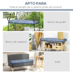 Outsunny Cojín Para Banco De 2 Plazas 110x48x8 Cm Cojín Rectangular Para Interiores Y Exteriores Lavable Con 8 Puntadas Y Asiento Cómodo Para Sillas Sofás Azul -OUTSUNNY TIENDA 14c2cf9e96f26ec026102728582e41f9952309e5 5ba7de122f72486b9c7780757ab552af
