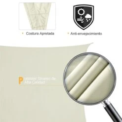 Outsunny Toldo Vela Color Crema Sombrilla Parasol Triangulo Tela De Poliéster Jardin Playa Camping Sombra (varios Colores Y Medidas), Medida 6x6x6 Metros, Color Crema -OUTSUNNY TIENDA 1533a5cb14c99ee226bde47ae0a2443157b18c63 a4b3e4d1f4134c13846480c4ebc74140