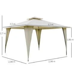 Outsunny Cenador De Jardín 3,45x3,45 M Carpa Con Doble Techo Y 8 Orificios De Drenaje Marco Metálico Para Celebraciones Fiestas Bodas Exteriores Beige -OUTSUNNY TIENDA 1537f1c88b08d9529954df2ad17bcaa5faf9c589 12964e2dde49403e87242cdd645cf7e6