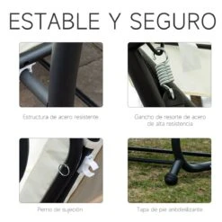 Outsunny Columpio Balancín Jardín 3 Plazas Convertible En Cama Techo Parasol Regulable Bandeja Para Bebida Terrza Balcón Exterior Carga Máx. 340kg Acero 200x120x164cm Beige -OUTSUNNY TIENDA 16a008a94f4392601815b09b8d1cd36cb1dffa99 b7ce63fabb9f4d3cb0d74d4155d332f3