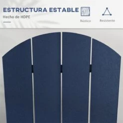 Outsunny Silla Mecedora De Jardín Mecedora Para Exterior De Estilo Adirondack De HDPE Para Balcón Terraza Patio Carga 120 Kg 73,5x93x91,5 Cm Azul Oscuro -OUTSUNNY TIENDA 175bb0c02d5f5bf975653f8286d24223355a1a0a 6204ba36eb3143f4bc9aee29a33e37e9