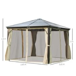Outsunny Cenador Para Jardín 3x3 M Alumnio Pabellón Para Exterior Con Techo De Policarbonato Anti-UV Y 4 Mosquiteras Laterales Con Cremalleras Para Fiestas Eventos Beige -OUTSUNNY TIENDA 17a7f167281814bfc0f8f6ac429c920278f91433 cbc92a4c315a44c3946936e17ce02fa3
