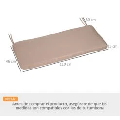Outsunny Cojín Para Banco De Exterior 110x46x5 Cm Desenfundable Y Lavable Almohadilla Acolchado Para Banco Doble De Jardín Patio Terraza Beige Oscuro -OUTSUNNY TIENDA 17deeec7cb8fbb50a2404b6aa1c3e4f46dbcc9cd cbf26ba221df4675bcafdbb12fa7e5c4