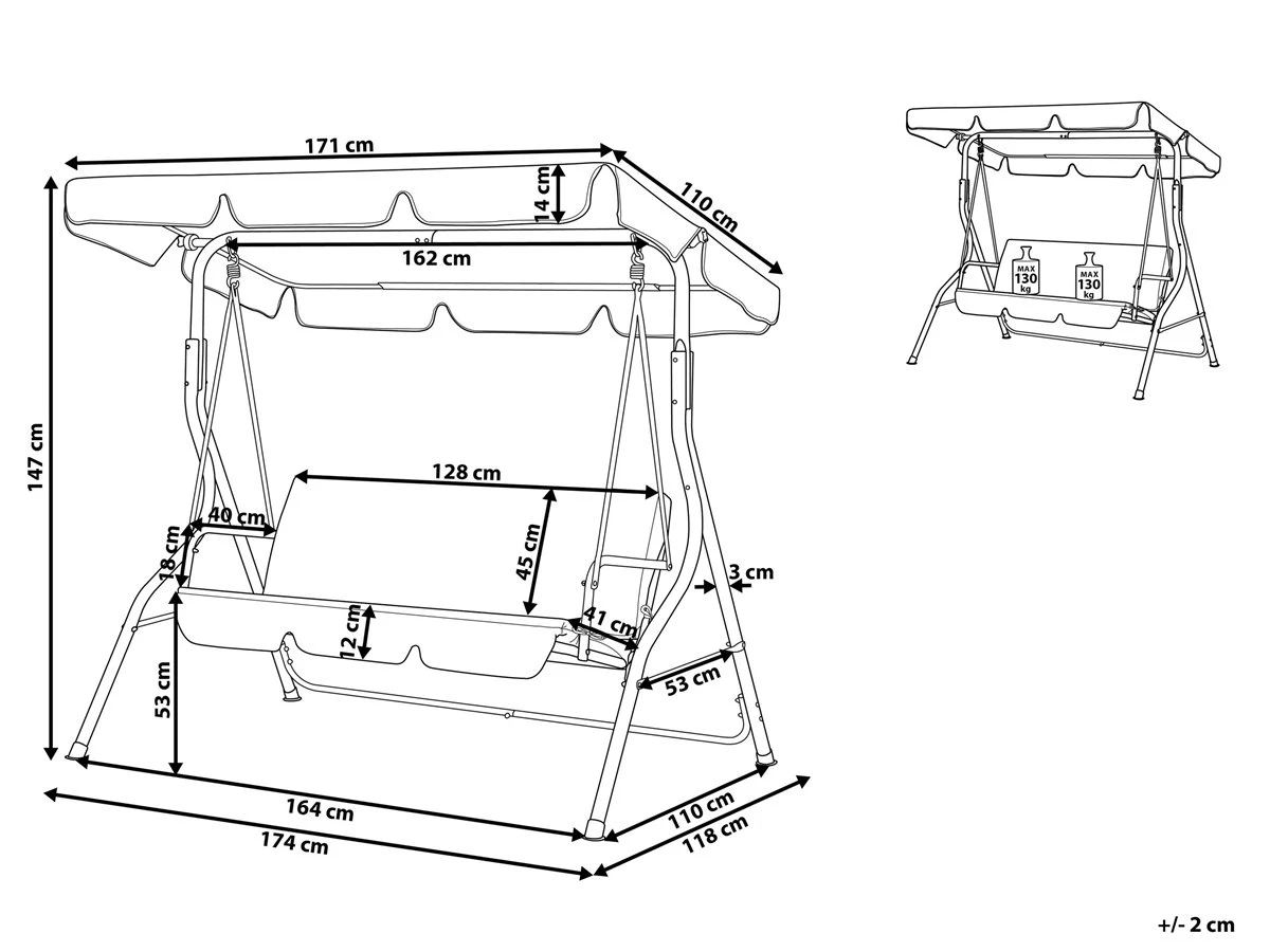 Columpio De Jardín Verde/blanco CHAPLIN 5 Columpio De Jardín Verde/blanco CHAPLIN - Imagen 3