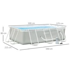Outsunny Piscina Desmontable Tubular 340x215x80 Cm Piscina Rectangular De Exterior Con Depuradora De Cartucho 4.000 L/H Mangueras Longitud 100 Cm Y Marco De Acero 4200 L Gris -OUTSUNNY TIENDA 194dc8a042ca2fc959ee503dacac60632119ec14 73b507d1512547188d415bbbaba26124