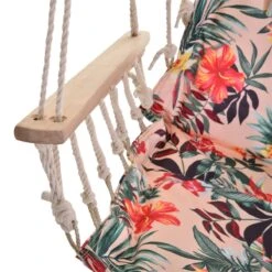 Outsunny Silla Colgante Estampado Floral Hamaca Con Cojín Reposacabezas Para Interior Exterior 100x106 Cm Carga Máx. 100 Kg -OUTSUNNY TIENDA 19955323aa1d319727be01ce31d33d3994cf78b0 43d4ff795caa497fa0eacfa677f4631a