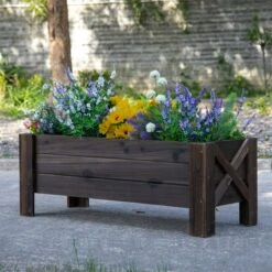 Outsunny Huerto Urbano Jardinera Macetero De Madera Arriate De Jardín Rectangular Con Patas Para Flores Plantas Cultivos 100x36,5x36 Cm Marrón -OUTSUNNY TIENDA 1a2bc4337a818dbaa30f6f7ee6d677589aa15013 3d11690fc7cf4821b72a919b66982a75