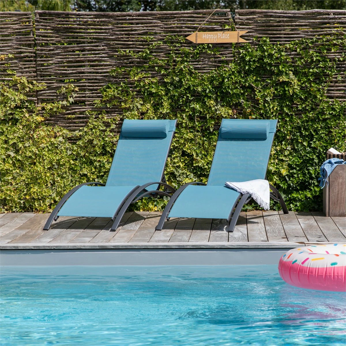 Juego De 2 Tumbonas GALAPAGOS De Textileno Y Aluminio Gris Antracita 8 Juego De 2 Tumbonas GALAPAGOS De Textileno Y Aluminio Gris Antracita - Imagen 6