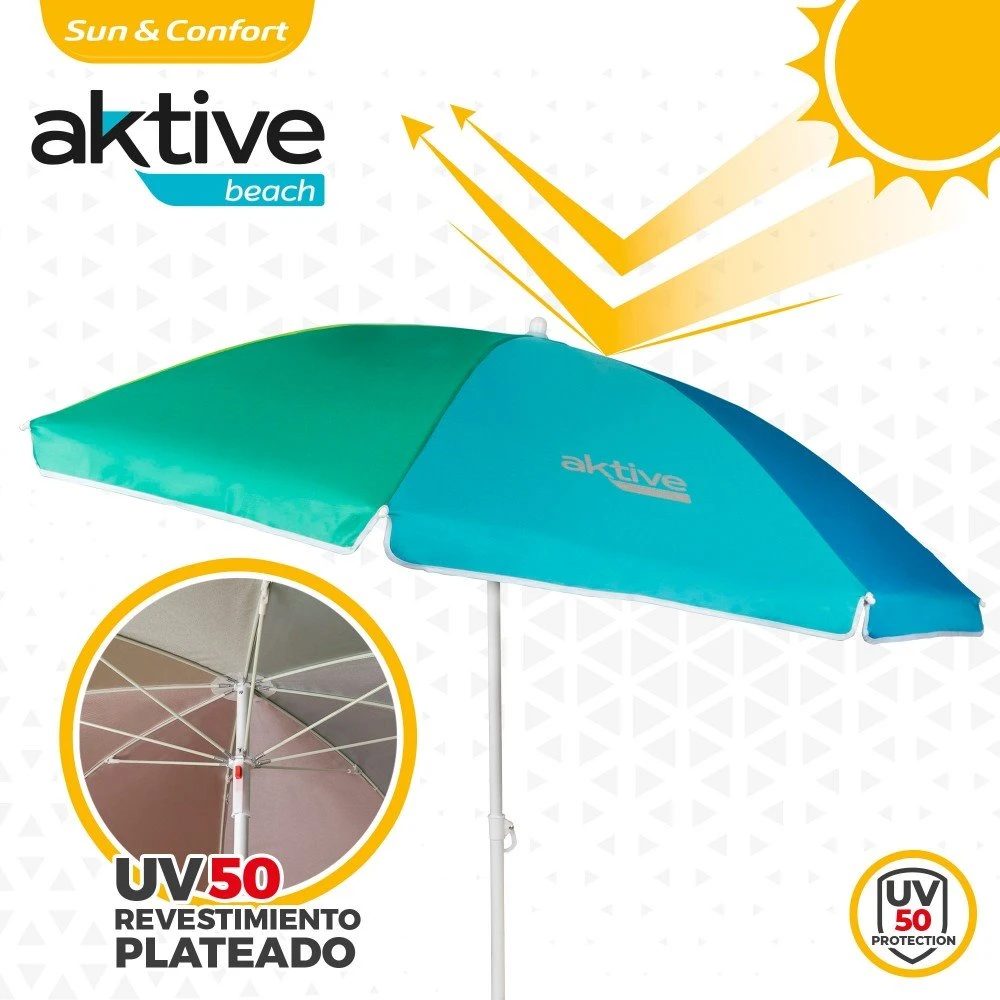 Sombrilla Playa 180 Cm Con Protección UV50 Aktive Beach 5 Sombrilla Playa 180 Cm Con Protección UV50 Aktive Beach - Imagen 3