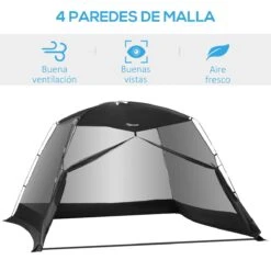 Outsunny Carpa De Jardín 3x3x2 M Cenador Para 4-6 Personas Con 4 Mosquiteras Y Puerta Incluye Bolsa De Transporte Protección Solar Para Camping Viajes Exterior Negro -OUTSUNNY TIENDA 1c58af60bcb4fb2bc3ac7b38008aef1afbf79e45 cdb4c98f60ef48a8aec2442eec4e1c7d