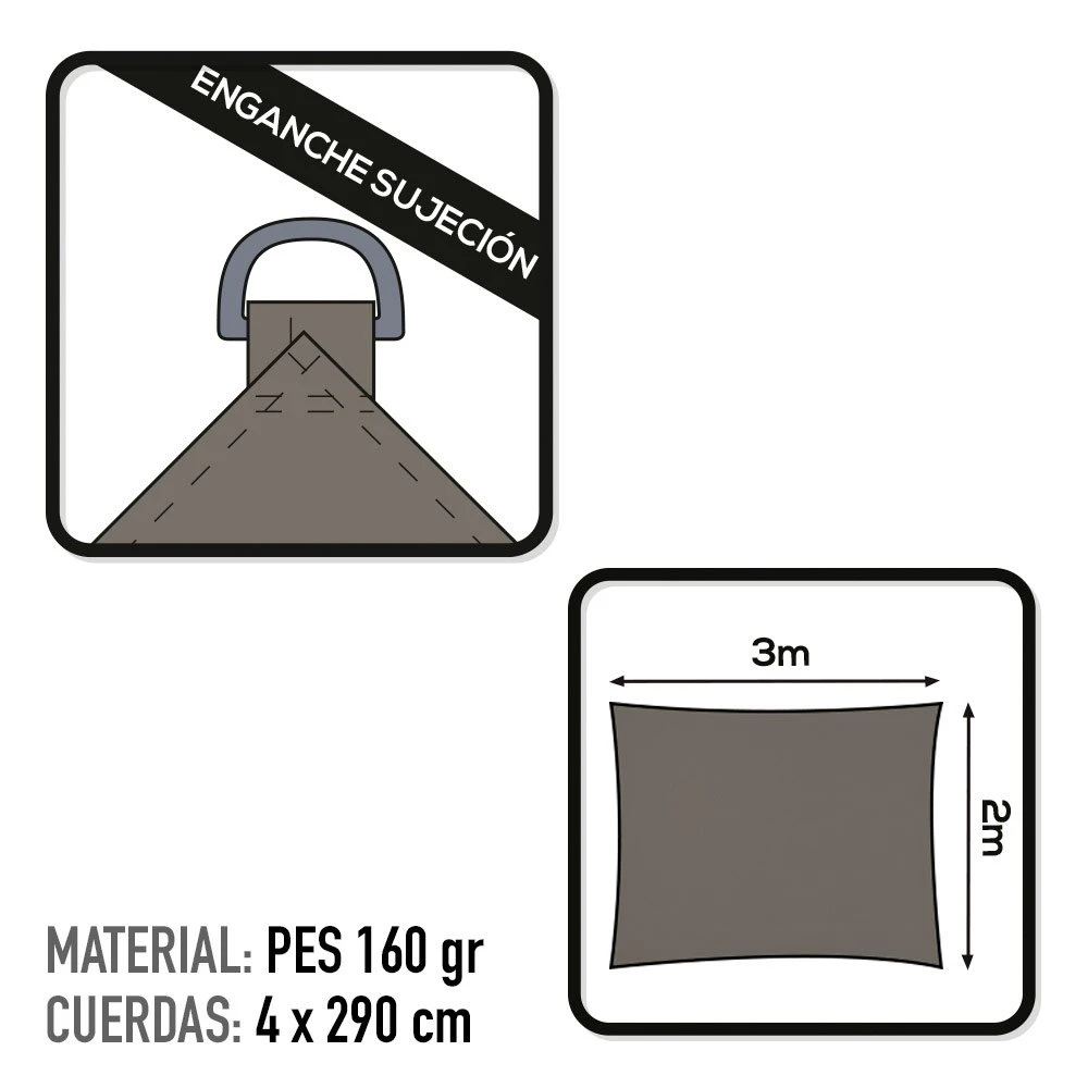 Toldo Sombreo Rectangular Aktive Garden Gris Antracita 5 Toldo Sombreo Rectangular Aktive Garden Gris Antracita - Imagen 3