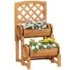 Outsunny Arriate De Jardín Con Enrejado Tipo Barril Con 2 Macetas Macetero Con Soporte Para Trepadora Cultivos Plantas Flores Para Patio Terraza Balcón 45x45x80 Cm Natural
