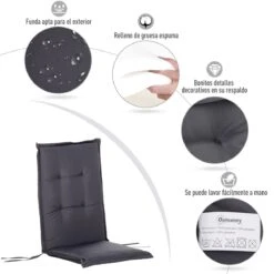 Outsunny Cojín De 2 Piezas Para Tumbona De Exterior Colchoneta Para Sillas De Jardín Acolchado Cómoda Con Cuerda De Fijación Lavable A Mano Poliéster Esponja 120x50x6 Cm Gris -OUTSUNNY TIENDA 1ecd821be48cc03371a7f43412169d6a608019a9 3862d673a11b47b3a5beb5a4cdf935ee