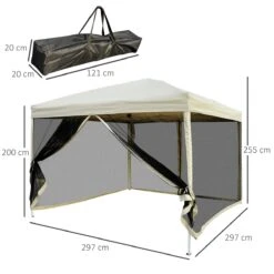 Outsunny Carpa Plegable 3x3 Para Exterior Cenador Portátil De Jardín Con Mosquiteras Bolsa De Transporte Marco De Acero Y Tela Oxford Resistente Para Fiestas Camping Beige -OUTSUNNY TIENDA 1ed611c1a7eeaaa3873cee854903f7bc2b4f14ba 42ddd42f68ee480ab7d2bfb1ceb0e591