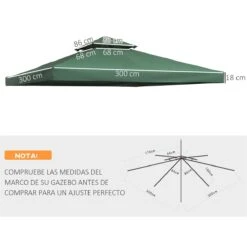 Outsunny Techo De Reemplazo 3X3 Metros Para Carpa Pabellon Toldo Eventos Y Bodas Verde Esmeralda -OUTSUNNY TIENDA 1f36d61a9235263c5bddcef93ec70d1bf370487d 73c3682341f94118ba576a6470ac5038