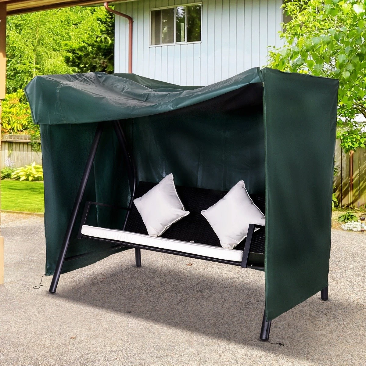 Outsunny Funda Para Columpios De Exterior Con Cremallera Cubierta Muebles Para Exterior Ideal Columpios 205x124x164 Cm Verde Oscuro 4 Outsunny Funda Para Columpios De Exterior Con Cremallera Cubierta Muebles Para Exterior Ideal Columpios 205x124x164 Cm Verde Oscuro - Imagen 2
