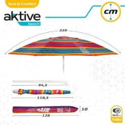 Sombrilla Playa Antiviento 220 Cm Con Protección UV50 Aktive Beach -OUTSUNNY TIENDA 1fd20e9be974414831b4115c092ee07bf0fe98ec b11e82c28e8b45468120dfc48313ca75