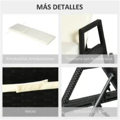 Outsunny Tumbona De Ratán De Jardín Con Cojines Acolchados Respaldo Ajustable En 5 Posiciones 2 Ruedas Y Tela Extraíble Lavable 67x196x96 Cm Negro 17 Outsunny Tumbona De Ratán De Jardín Con Cojines Acolchados Respaldo Ajustable En 5 Posiciones 2 Ruedas Y Tela Extraíble Lavable 67x196x96 Cm Negro -OUTSUNNY TIENDA 2041637ee8e94544f6720da640a374adf91c9db8 f90a17780e474f3a84a1dd6ef44fdc48