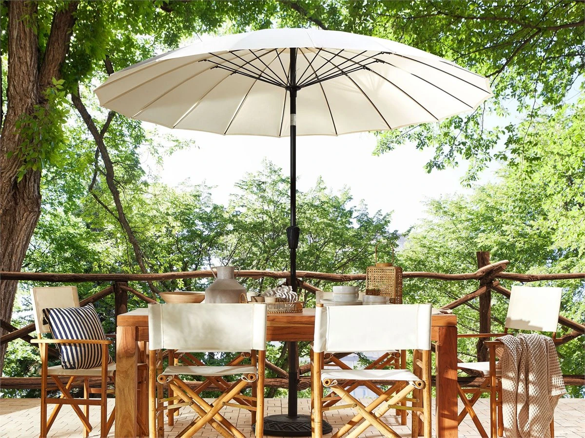 Sombrilla De Poliéster Beige Claro/negro 255 Cm BAIA 3 Sombrilla De Poliéster Beige Claro/negro 255 Cm BAIA