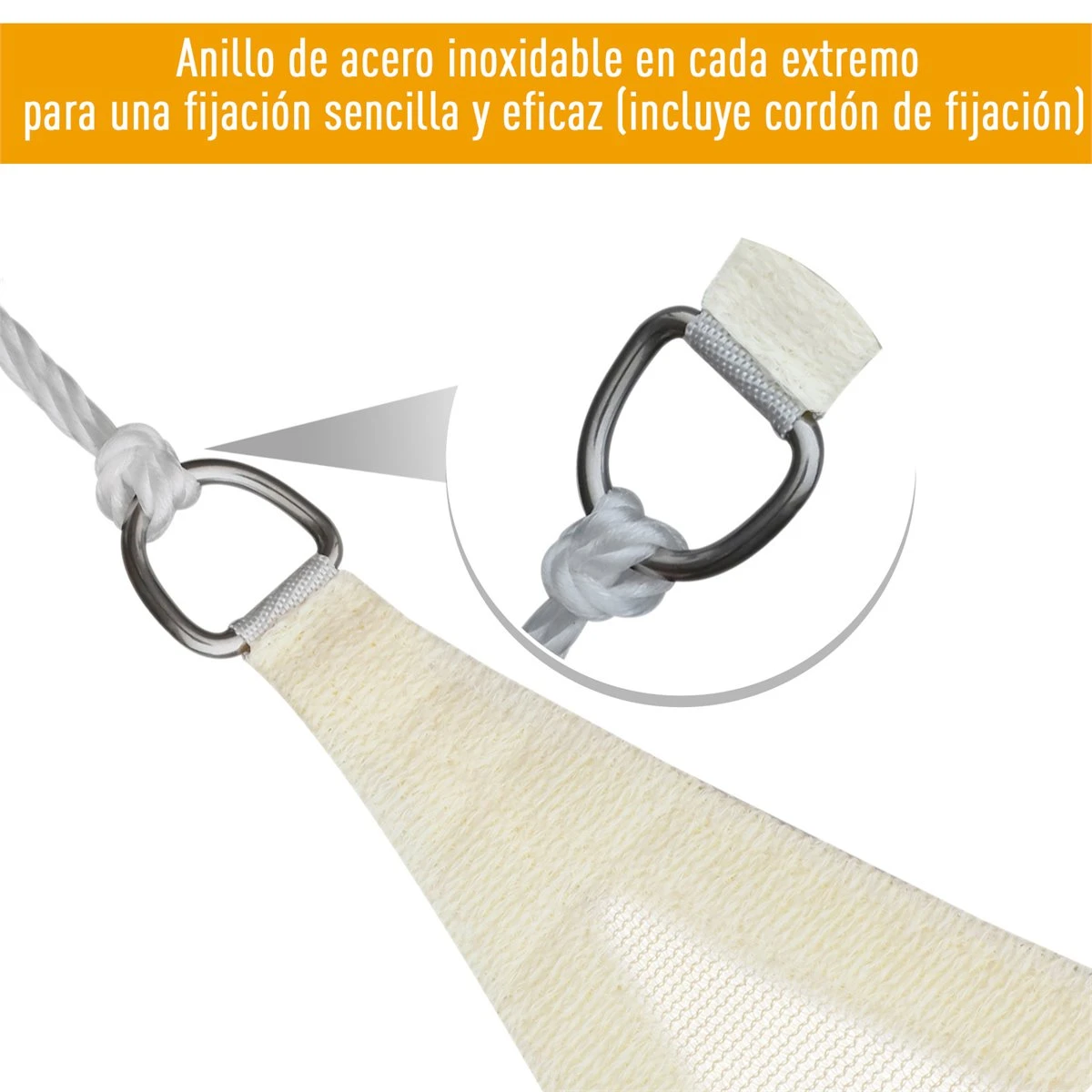 Outsunny - Toldo Vela Triangulo (varios Tamaños Y Colores), Tamaño 4x4x4m, Color Beige 7 Outsunny - Toldo Vela Triangulo (varios Tamaños Y Colores), Tamaño 4x4x4m, Color Beige - Imagen 5