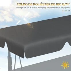 Outsunny Toldo De Repuesto Para Columpio De 3 Plazas Techo Universal Para Balancín De Jardín Tela De Poliéster Protección Solar 156x117x15 Cm Gris -OUTSUNNY TIENDA 20f2d6634d99897dcbb48972756f5e49b66c8b65 b4147c2abab94955a295180142391fc1