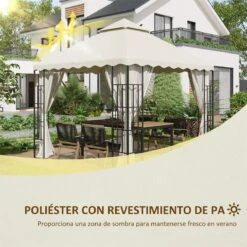 Outsunny Techo De Repuesto Para Cenador 3x3 M Cubierta De Repuesto Con Techo Doble Y 10 Orificios De Drenaje Tela Poliéster Para Carpa Pabellón Gazebo Crema -OUTSUNNY TIENDA 227f214d8f4447d3d08a301a2d19c87e7cbc2f64 0a2eecd3e34649aeafde639126107e39