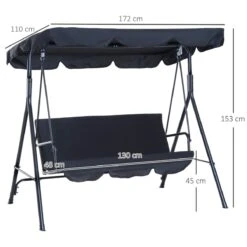 Outsunny Columpio De Jardín De 3 Plazas Silla Balancín Con Parasol Techo Ajustable En Ángulo Para Terraza Balcón Carga Máx. 200 Kg Acero 172x110x153 Cm Negro -OUTSUNNY TIENDA 23d262b7f4e165742861a6c3b2fae6c9d8eeefd2 a6d0ee47ecf746f0a2878d9cad431a2f