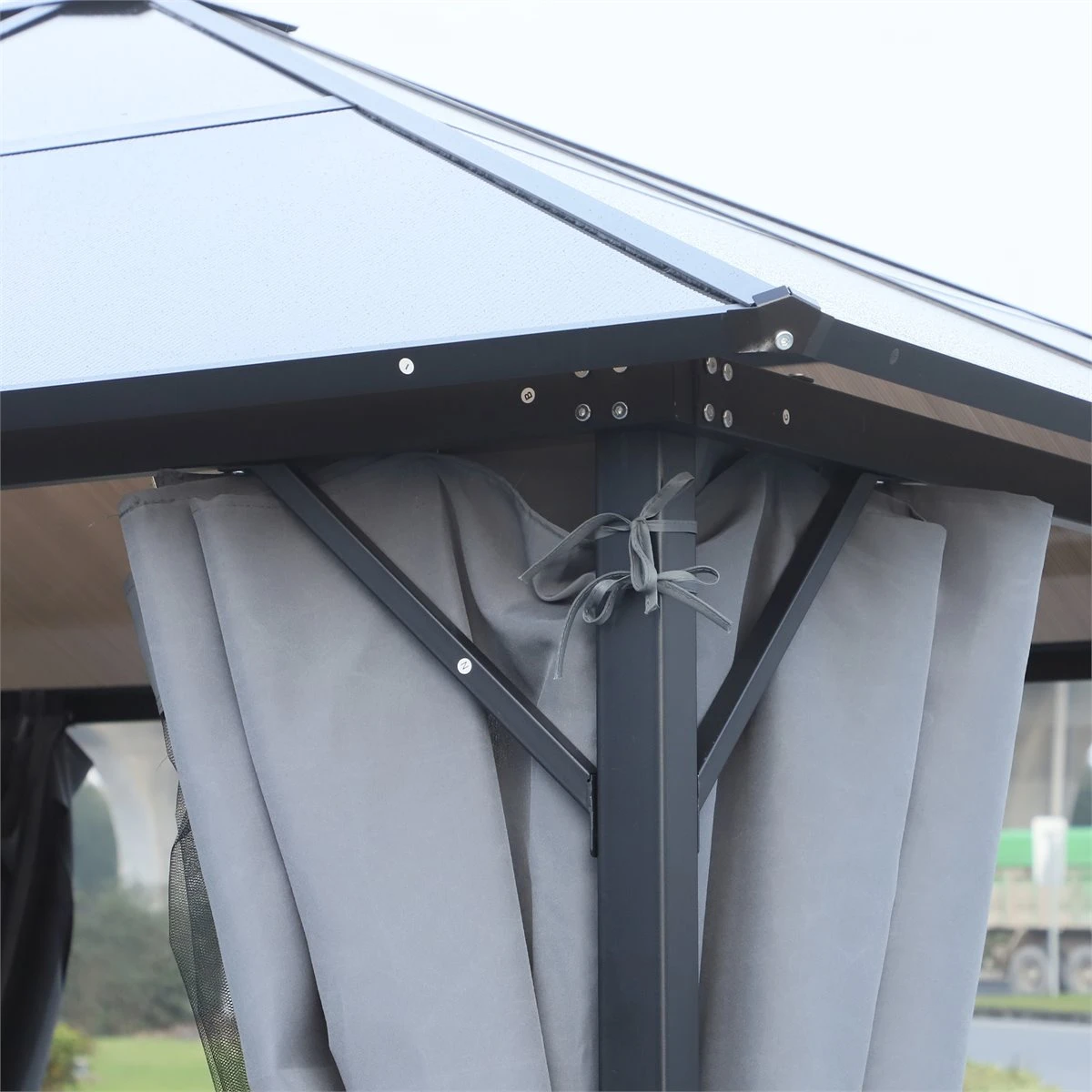 Outsunny Cenador De Jardín 3x3 M Pabellón De Exterior Con Techo De Policarbonato 4 Cortinas Laterales Y 4 Mosquiteras Con Cremalleras Marco De Metal Para Fiestas Eventos Multicolor 11 Outsunny Cenador De Jardín 3x3 M Pabellón De Exterior Con Techo De Policarbonato 4 Cortinas Laterales Y 4 Mosquiteras Con Cremalleras Marco De Metal Para Fiestas Eventos Multicolor - Imagen 9