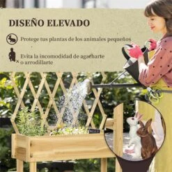 Outsunny Huerto Urbano Elevado De Madera Con Ruedas Mesa De Cultivo Con Enrejado Cama De Jardín Elevado Con Tela No Tejida Y Orificio De Drenaje Para Plantas Flores 79x29x130 Cm Natural -OUTSUNNY TIENDA 2467adb2d0dc4fd80340e569335f93082d7d6311 3bb05dab0d0945ad84057bf78612cfa9