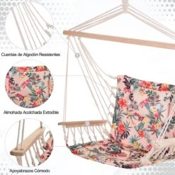 Outsunny Silla Colgante Estampado Floral Hamaca Con Cojín Reposacabezas Para Interior Exterior 100x106 Cm Carga Máx. 100 Kg -OUTSUNNY TIENDA 24b199a23f22884cdf224713f1eb52e65dd8da44 3e2f0f0f1dcd44cea068482d42fd7367